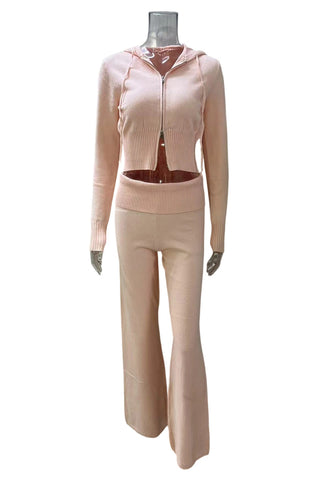 Knitted Two-Piece Flared Pant Set