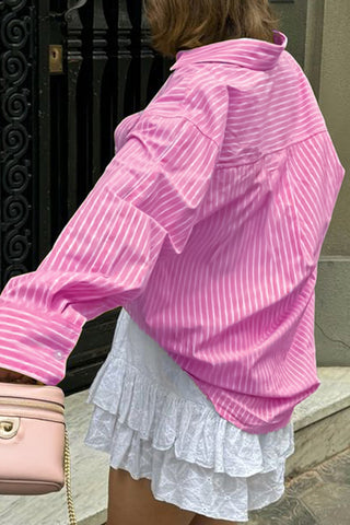 Striped Button-Up Long Shirt