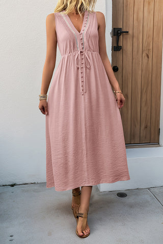 Sleeveless Button-Detail Casual Dress