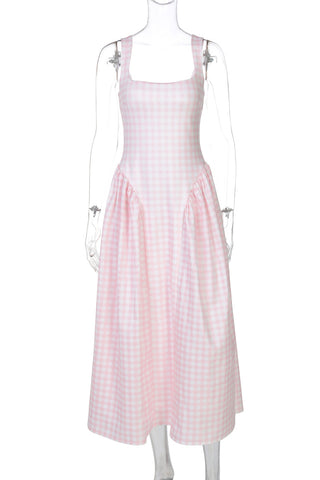 Gingham Sundress with Square Neckline