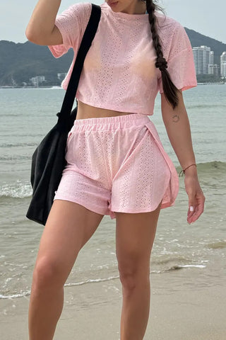Eyelet Crop Top and Short Set