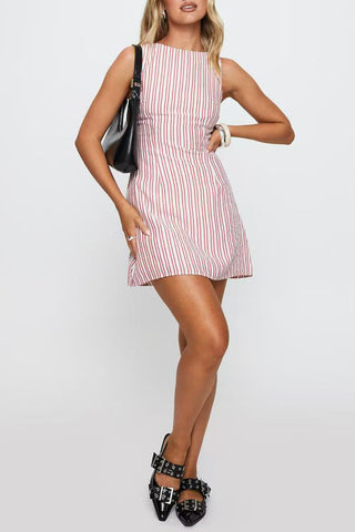 Striped Sleeveless Casual Dress