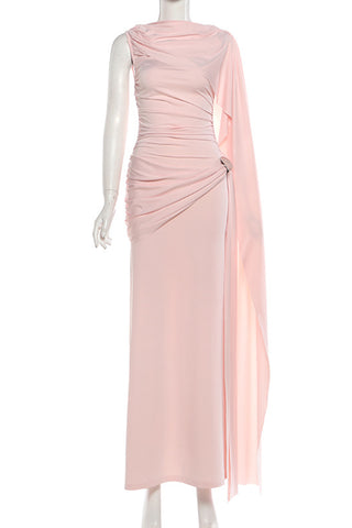 One-Shoulder Ruched Evening Gown