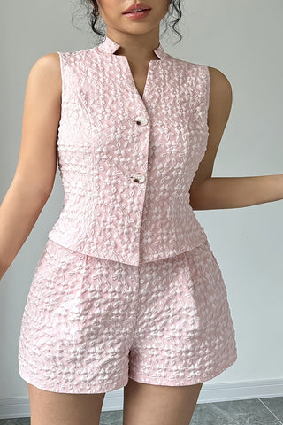 Textured Sleeveless Short Set