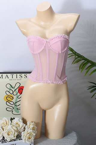 Strapless Mesh Bustier Top