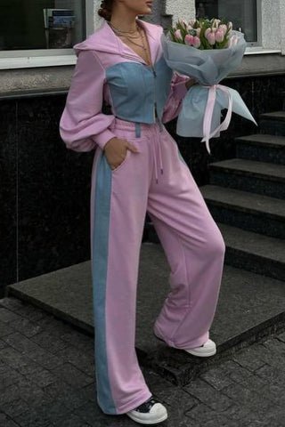 Patchwork Two-Piece Pant Set