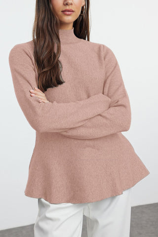 Mock-Neck Sweater with Flared Hem