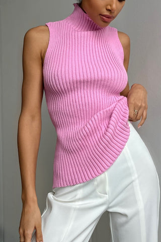 Sleeveless Ribbed Knit Tank Top