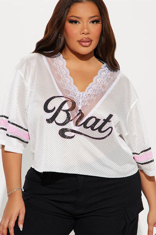 Off-Shoulder Numbered T-Shirt