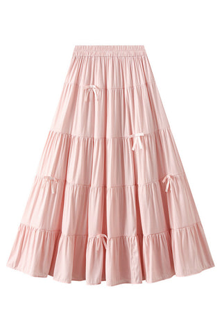 Tiered Maxi Skirt with Bow Details