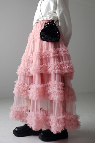 Layered Ruffle Maxi Skirt