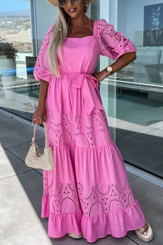 Off-Shoulder Lace Maxi Dress