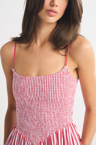 Striped Smocked Midi Dress