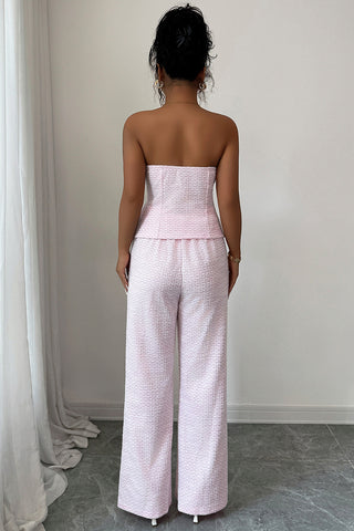 Strapless Buttoned Pants Set