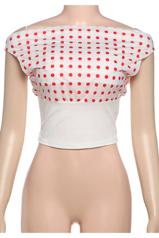 One-Shoulder Polka Dot Blouse