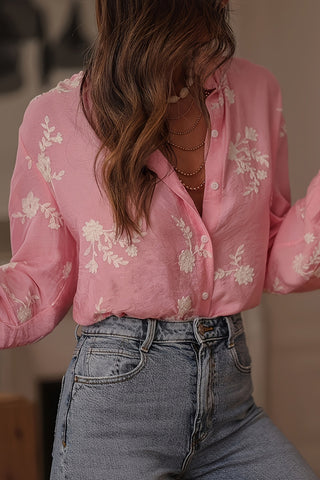 Floral Detail Button-Up Blouse