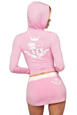 Zip-Front Hooded Skirt Set