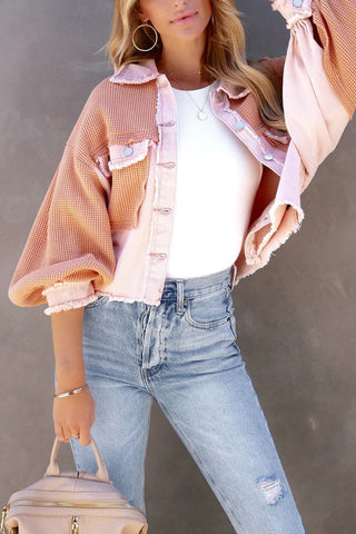 Waffle Patchwork Denim Jacket