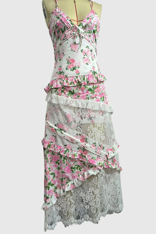 Layered Floral Lace Maxi Dress