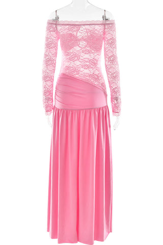 Off-Shoulder Lace Casual Dress