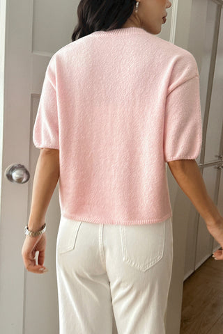 Casual Crewneck Short Sleeve Sweater
