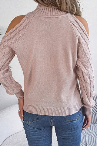 Cutout Shoulder Cable Knit Sweater