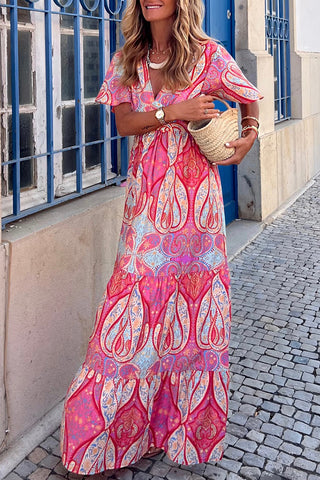V-Neck Paisley Maxi Dress