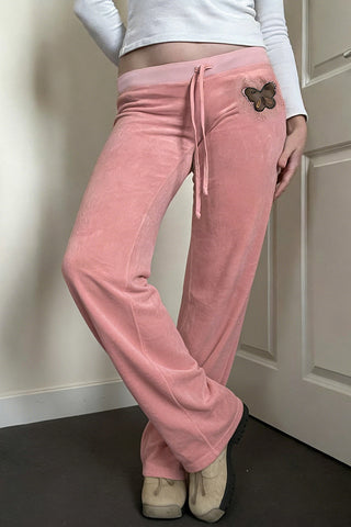 Wide-Leg Casual Pants with Butterfly Detail