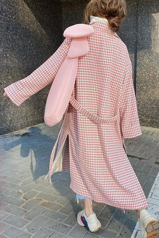 Oversized Houndstooth Long Coat