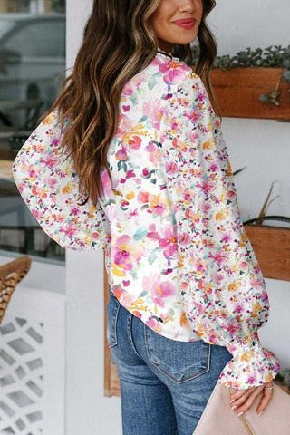 Floral Smocked Sleeve Blouse