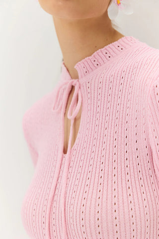 Tie-Front Ribbed Casual Dress