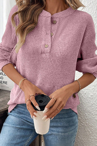 Ribbed Henley Sweater