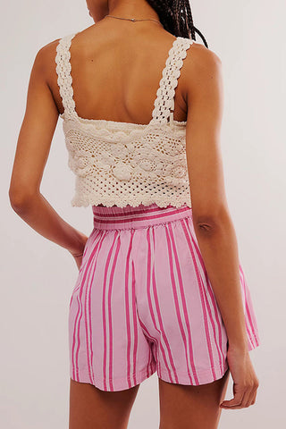 Striped Elastic Waist Casual Shorts