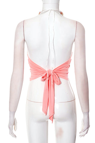 Floral Print Halter Neck Tank Top