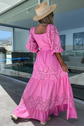 Off-Shoulder Lace Maxi Dress