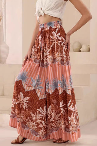 Floral Wide-Leg Casual Pants