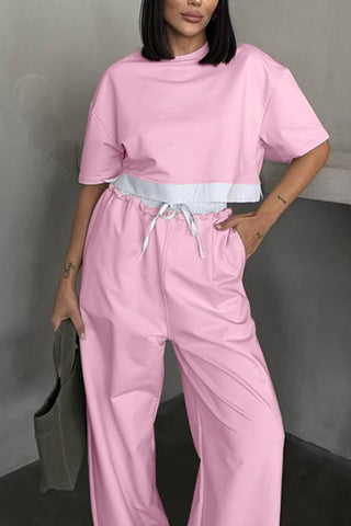 Casual Two-Piece Set with Cropped Top