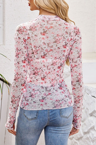Floral Mesh Long Sleeve Top