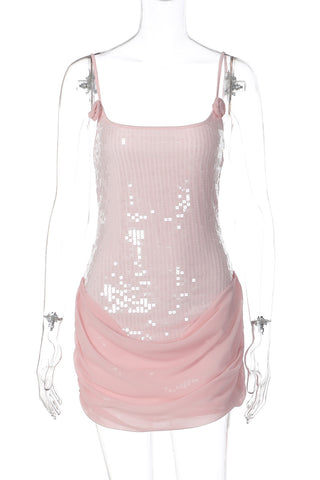Sequin Embellished Draped Tank Top
