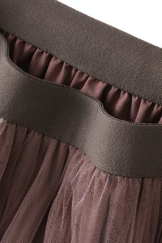 Layered Pleated Midi Skirt