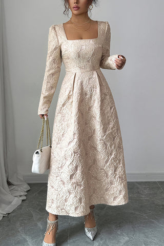 Elegant Square Neckline Casual Dress