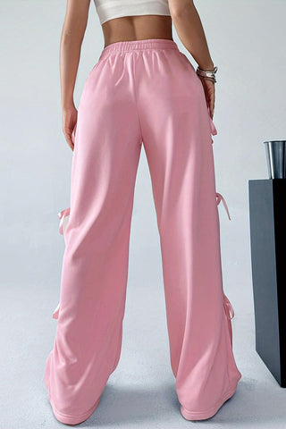 Side Tie Ribbon Casual Pants