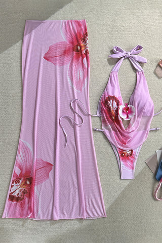 Floral Print Bikini Set with Cover-Up