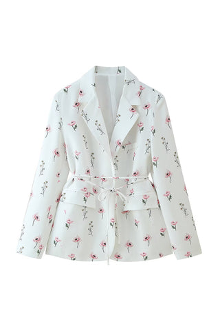 Floral Belted Blazer