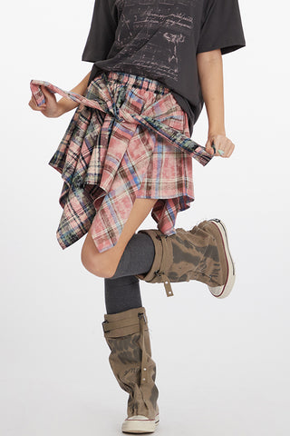 Plaid Handkerchief Mini Skirt