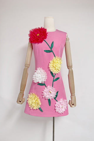 Floral Appliqué Vacation Dress