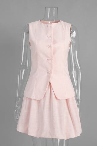 Button-Front Skirt Set