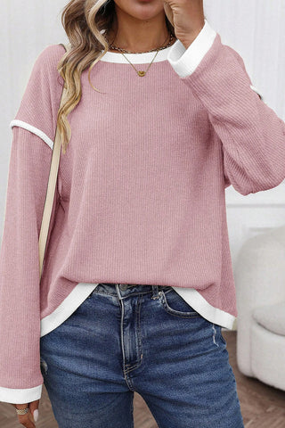 Contrast Trim Loose Knit Top