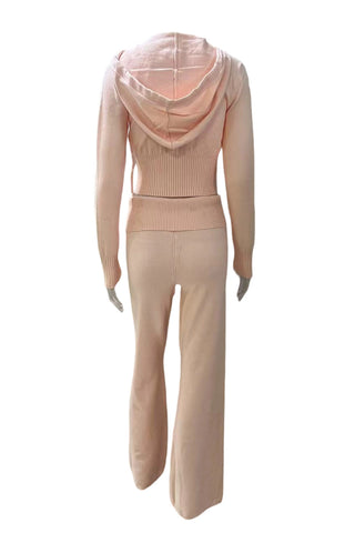 Knitted Two-Piece Flared Pant Set