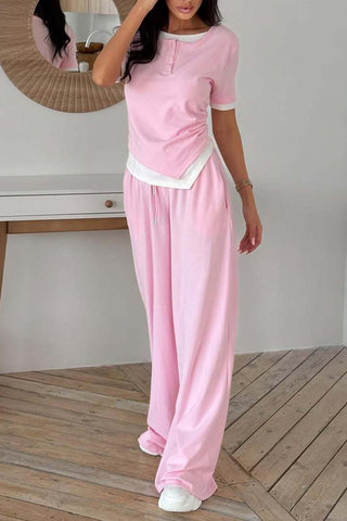 Casual Wide-Leg Pants Set